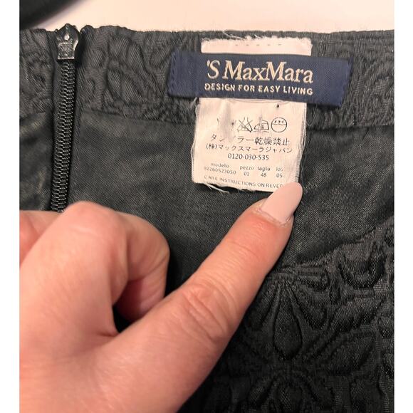 MaxMara Black Textured Short Sleeve Shift Dress Sz 14 - Picture 5 of 8